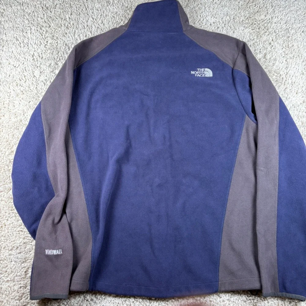 The North Face WindWall Fleece Jacket Mens Med Blue Grey Full Zip Wind Resistant